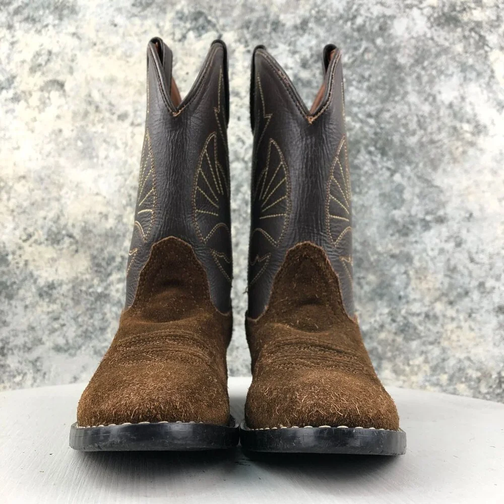 Acme Kids Size 13 Brown Leather Suede Pull On Western Cowboy Cowgirl Boots